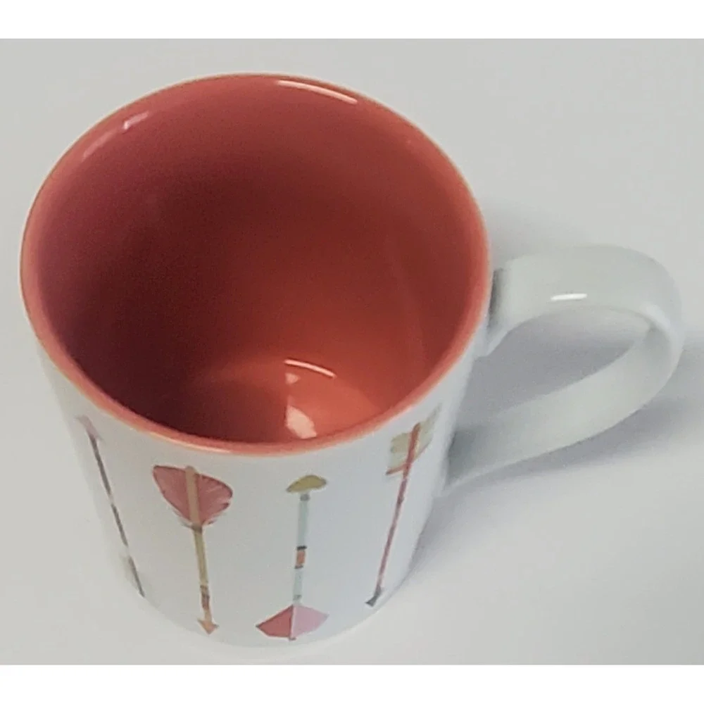 Paper Source Arrows Darts Coffee Mug Coral Interior 2013 Crm/Pink/Olive/Aqua Cup